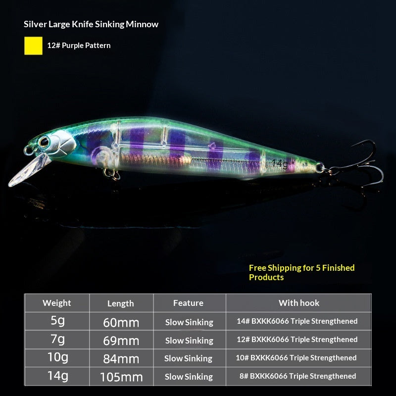 Silver Big-Knife Minnow Lure Bait For Shore Fishing