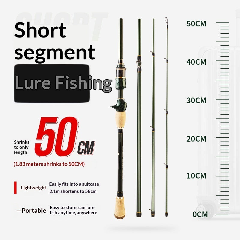 Carbon Spinning Rod With Pistol Grip  Portable Sectioned Fishing