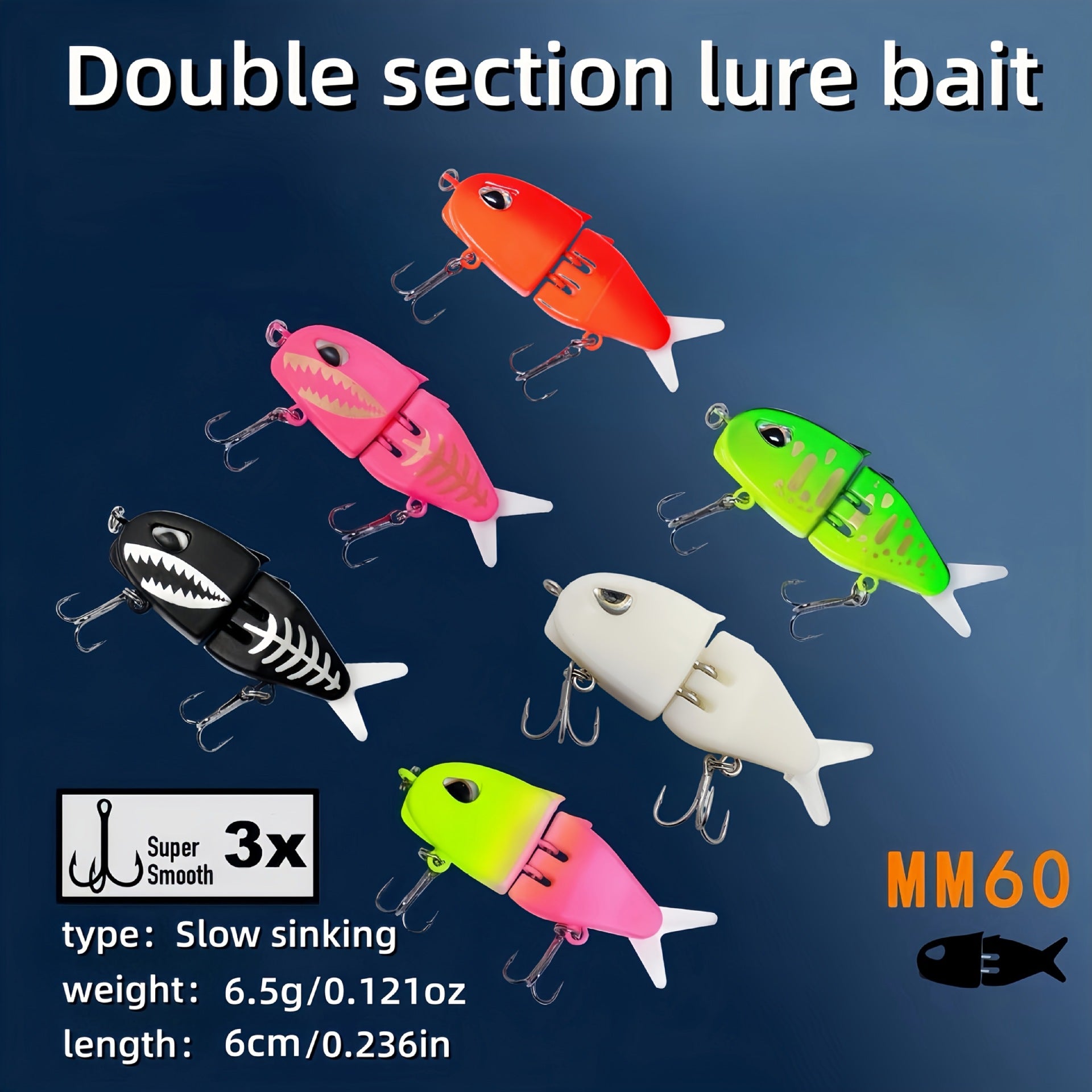 Double-section Fishing Bait Handmade