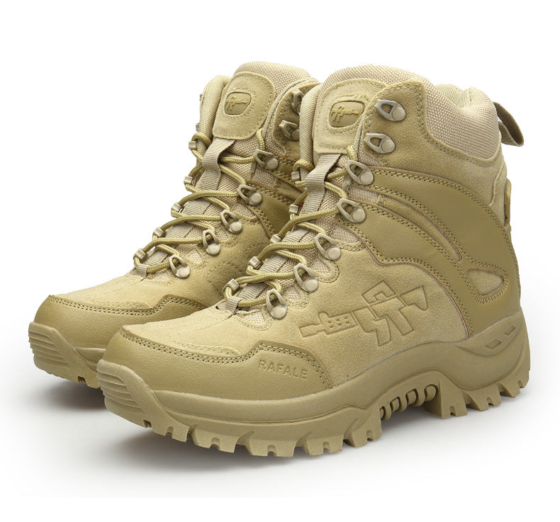 Men's Sand Color High-top Hiking Boots
