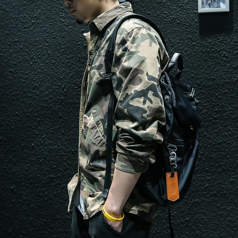 Camouflage Long Sleeve Tooling Shirt Jacket