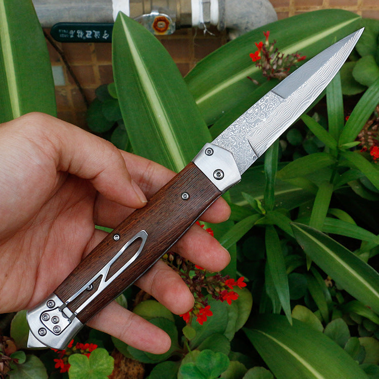Handmade VG10 Damascus Steel Pocket Folding Hunting Knife For Men, EDC Gift Knife With Wenge Handle