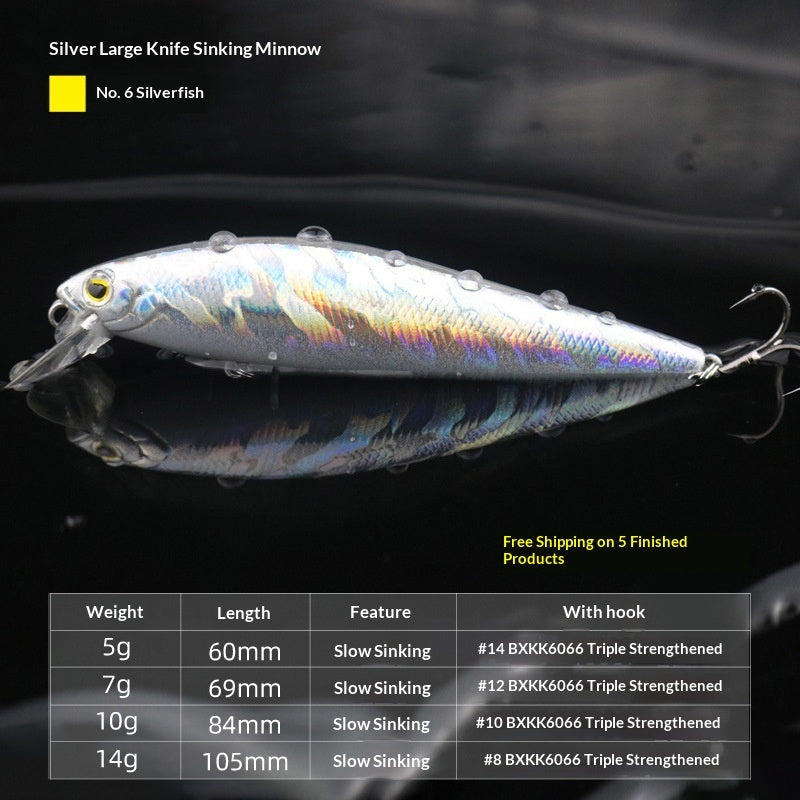 Silver Big-Knife Minnow Lure Bait For Shore Fishing