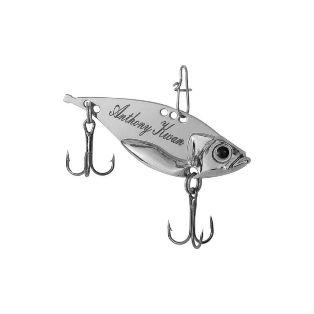 Personalized Engraved Fishhook Fishing Lure Pendant